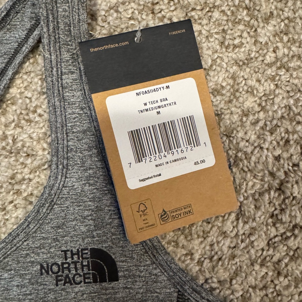 North face women’s sports bra grey black medium NWT - Picture 2 of 3